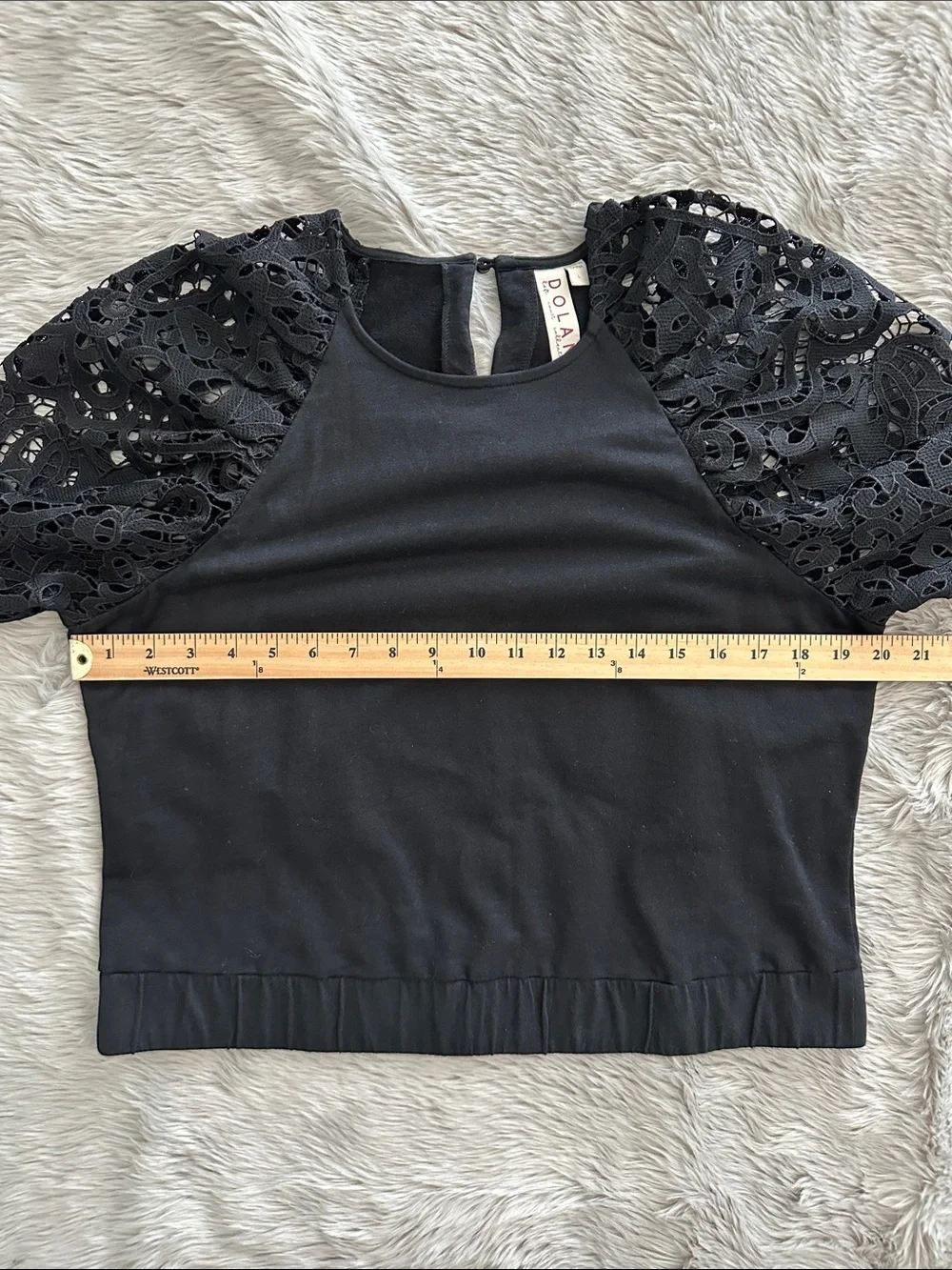 Anthropologie DOLAN Lace Puff Sleeve Crop Top